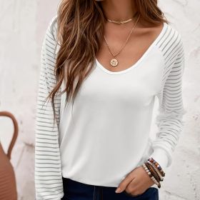 Women's Solid Color V-neck Design Striped Design Home Clothing Top