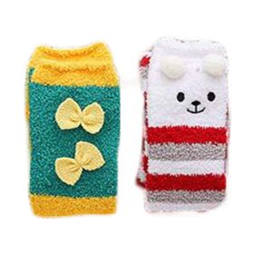 2 Pairs Cute Christmas Coral Velvet Knee High Stockings Sheep Yellow Thigh High Socks for Women