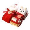 2 Pairs Cute Christmas Coral Velvet Knee High Stockings Striped Sheep Santa Thigh High Socks for Women