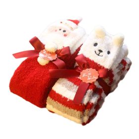 2 Pairs Cute Christmas Coral Velvet Knee High Stockings Striped Sheep Santa Thigh High Socks for Women