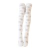 1 Pair Khaki Polka Dot Stockings Coral Fleece Warm Thigh High Socks Womens Winter Cozy Socks