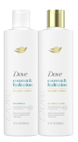 Dove Shampoo & Conditioner Set for Women Nourishing Coconut & Hydration with Coconut Oil, 12 oz 2 Count