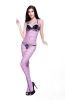 Blancho SE-142-PURPLE Mesh Hole Open Crotch Body Stocking - Purple - Medium