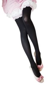 Blancho LZSA100-1 Sexy Black Sheer Oblique Lines Stocking