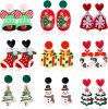 9 Pairs Christmas Earrings for Women Lightweight Acrylic Dangle Earrings Bell Tree Snowflake Santa Stockings Drop Holiday Earrings Christmas Gifts