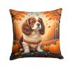 Cavalier Spaniel Fall Throw Pillow Machine Washable, Indoor Outdoor Decorative Pillow for Couch, Bed or Patio, 14Hx14W