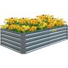 VEVOR Galvanized Raised Garden Bed, 80" x 40" x 19" Metal Planter Box, Gray Steel Plant Raised Garden Bed Kit, Planter Boxes Outdoor for Growing V