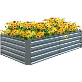 VEVOR Galvanized Raised Garden Bed, 80" x 40" x 19" Metal Planter Box, Gray Steel Plant Raised Garden Bed Kit, Planter Boxes Outdoor for Growing V
