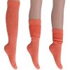 Heavy Slouch Socks for Women Cotton Knee High 3 Pairs Light Orange Shoe Size 5 to 10