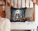 Beagle Spooky Halloween Throw Pillow Machine Washable, Indoor Outdoor Decorative Pillow for Couch, Bed or Patio, 14Hx14W