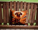 Dachshund Fall Throw Pillow Machine Washable, Indoor Outdoor Decorative Pillow for Couch, Bed or Patio, 14Hx14W