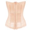 Women's Boned Lingerie Bridal Underbust Corset Top Low Back Waist Belt, Beige
