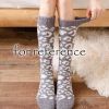 3 Pairs Leopard Print Coral Fleece Socks Women's Calf Socks Furry Winter Sleep Stockings,Khaki White Grey