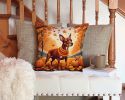 Red Miniature Pinscher Fall Throw Pillow Machine Washable, Indoor Outdoor Decorative Pillow for Couch, Bed or Patio, 14Hx14W