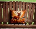 Red Miniature Pinscher Fall Throw Pillow Machine Washable, Indoor Outdoor Decorative Pillow for Couch, Bed or Patio, 14Hx14W