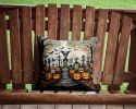 Pet Cemetery Spooky Halloween Throw Pillow Machine Washable, Indoor Outdoor Decorative Pillow for Couch, Bed or Patio, 14Hx14W