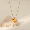 Fashion Ins Color Drop Oil Flower Heart Pendant Necklace 18k Gold Plated Stainless Steel Necklace Jewelry For Women