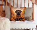 Chocolate Labrador Retriever Fall Throw Pillow Machine Washable, Indoor Outdoor Decorative Pillow for Couch, Bed or Patio, 14Hx14W