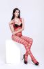 Blancho SE-142-RED Mesh Hole Open Crotch Body Stocking - Red - Medium