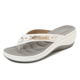 Sandals Women Beach Wedge Fashion (Option: White-37)