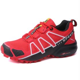 Summer Hiking Shoes Outdoor Shoes Men's Super Lightweight Breathable Shock Absorption Off-road Trekking Shoes (Option: Red-37)