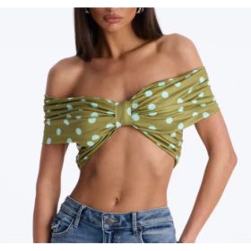 Waist And Strapless Off Shoulder Top (Option: Green-XXL)