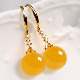 Elegant Silvering Earrings Female Chalcedony Green Agate (Option: Golden Yellow Agate)
