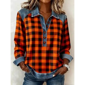 Denim Patchwork Collar Button-down Casual Long-sleeved Top (Option: 5style-S)