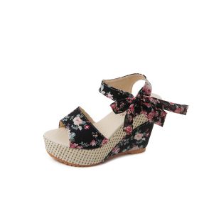 Bohemian Platform Heel Wedge Heel Women's Sandals (Option: Black-36)