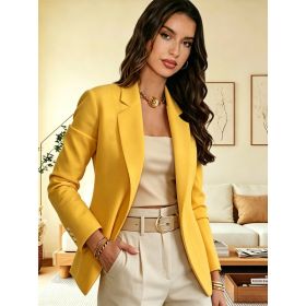 Stylish And Elegant Solid-color Lapel Long-sleeve Suit (Option: Yellow-S)