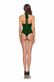 Backless strappy jumpsuit irregular (Option: Green-S)