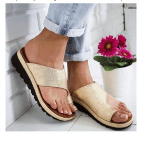 Women Slippers Flat Sole Casual Soft Big Toe Foot Sandal (Option: Gold-37)