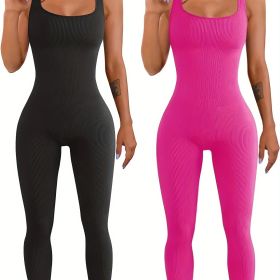 Women's Suspender Tank Top Tights (Option: Black pink-2XL)