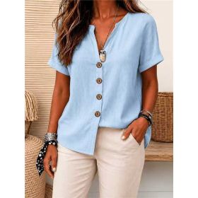 Womens European And American-style Cardigan (Option: Light Blue-XL)