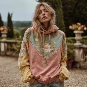 Women's 3D Printed Retro Bohemian Style Hoodie With Floral Floral Print, Loose Fit, Casual, Warm, Sporty, Hooded, Street Style (Option: 4style-S)
