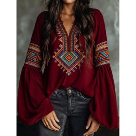 Ethnic Style Retro Embroidered Loose Long-sleeved Shirt (Option: Style1-XXL)