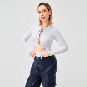2023 New Sexy Metal Slim Design Sense Bottom Tops (Option: White-S)