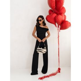 Sexy Jumpsuits For Women Falling Straps Business Rompers Elegant Straight Long Pants Rompers Fastened With A Zipper On The Side. (Option: Black-L)