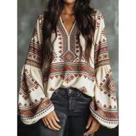 Ethnic Style Retro Embroidered Loose Long-sleeved Shirt (Option: Style2-XXL)