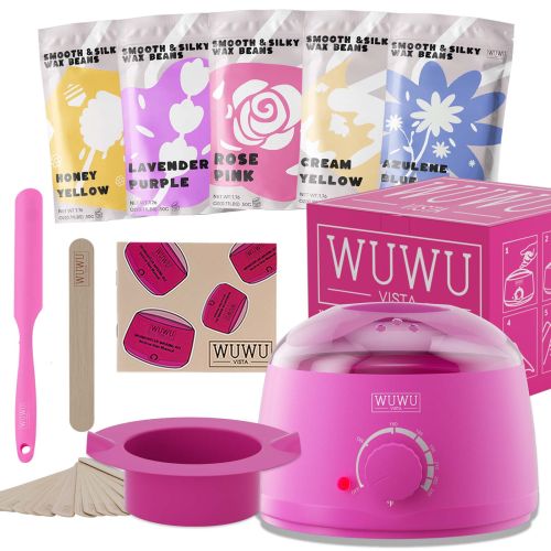 Waxing Kit 19 Items, WUWUVISTA Hair Removal Wax Kit With Wax Melt Warmer Waxing Beads For Face, Brazilian, Full Body, Bikini Suitable For Plugs Of Ame