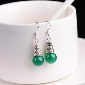 Elegant Silvering Earrings Female Chalcedony Green Agate (Option: Green Agate)