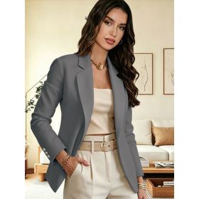 Stylish And Elegant Solid-color Lapel Long-sleeve Suit (Option: Dark Gray-S)