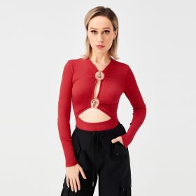 2023 New Sexy Metal Slim Design Sense Bottom Tops (Option: Red-M)