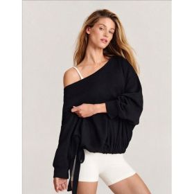 Womens Fashion Loose-fit Pullover Hoodie (Option: Black-S)