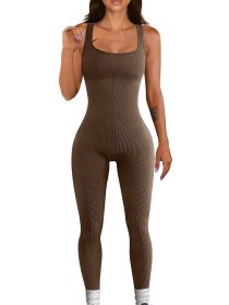 Women's Suspender Tank Top Tights (Option: Coffee-2XL)