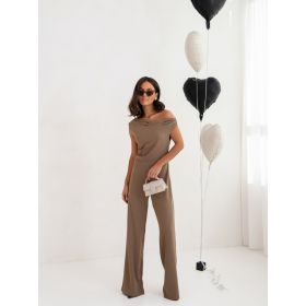 Sexy Jumpsuits For Women Falling Straps Business Rompers Elegant Straight Long Pants Rompers Fastened With A Zipper On The Side. (Option: Khaki-S)