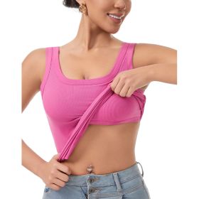 Self Pickup Only-Women Elegant Crew Neck Basic T-Shirt (Option: Rose Pink-L)