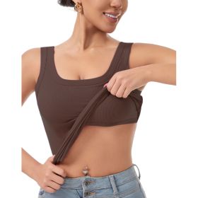Self Pickup Only-Women Elegant Crew Neck Basic T-Shirt (Option: Coffee-M)