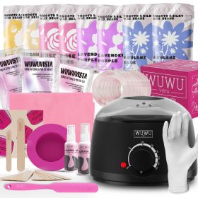Waxing Kit WUWUVISTA 69 Items Hair Removal Wax Kit With Wax Warmer Waxing Beads For Face, Brazilian, Full Body, Bikini, Sensitiive Skin Skin Suitable (Option: Black-US plug)