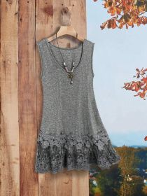 Spring And Summer New Round Neck T-shirt, Lace Lace Casual Off-the-shoulder Short Sleeve Long T-shirt (Option: S)